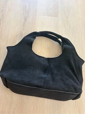 Ahdorned Black Faux Suede Shoulder Bag